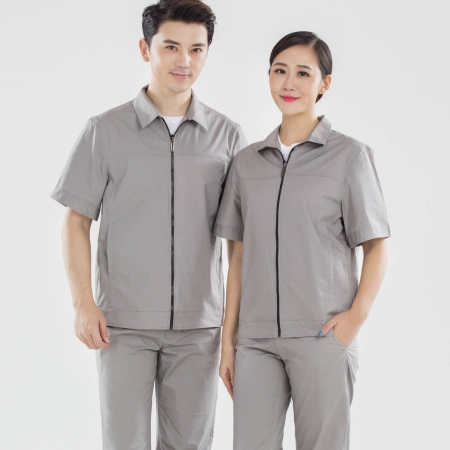 浅色拉链夏季工作服