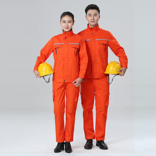 带反光条长袖橘色春秋工作服